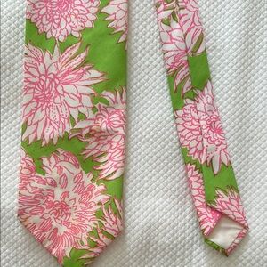 Vintage Lily Pulitzer Floral Pink and Green Tie